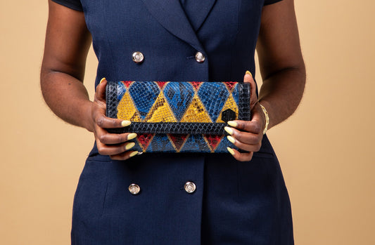 KÍKẸ́ Patchwork Clutch Bag - Blue