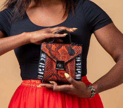 Midi ÀṢÀ Top Handle Bag With Interchangeable Flap - Red