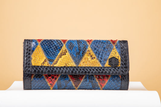 KÍKẸ́ Patchwork Clutch Bag - Blue